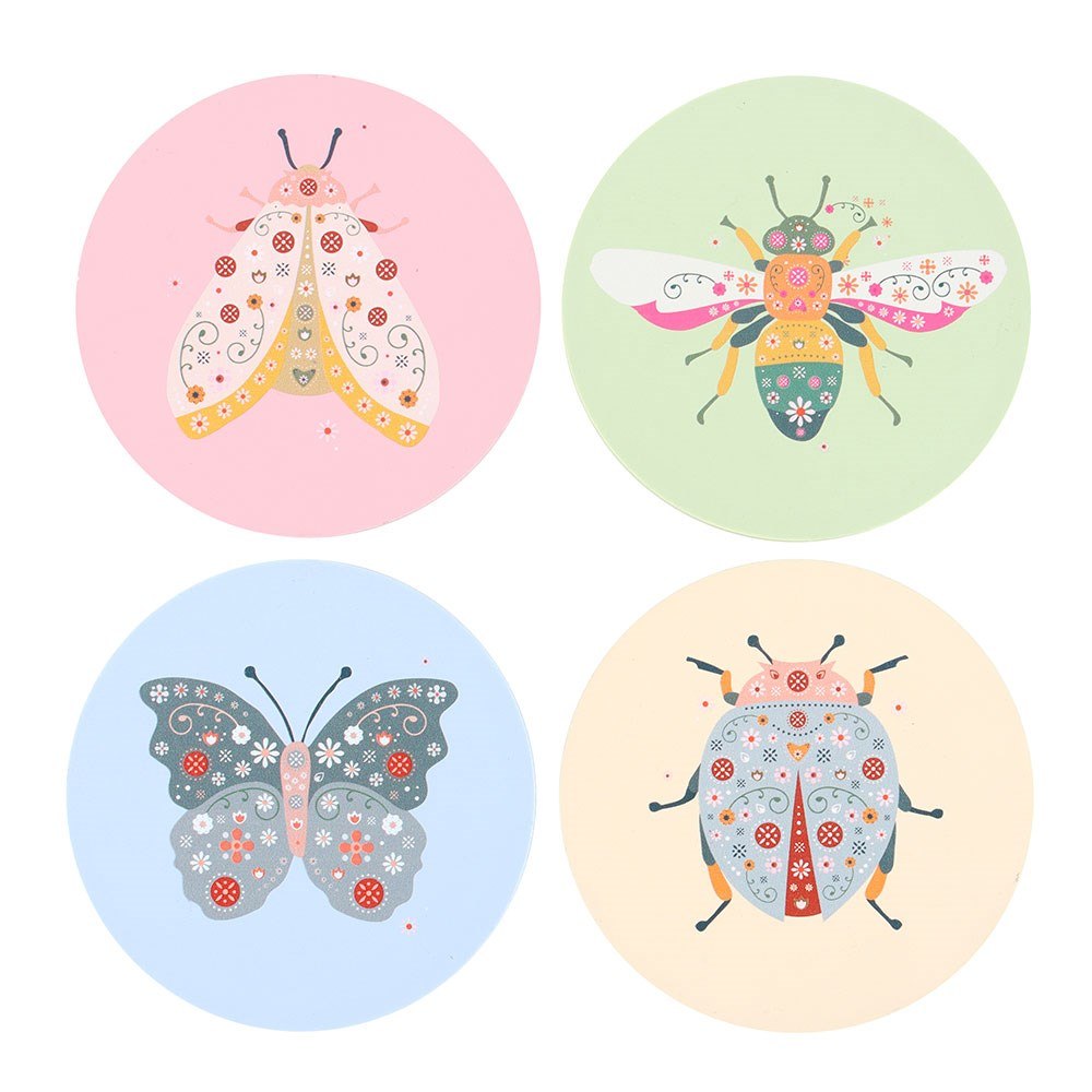 Something Different - Floral Bug Coaster Set - Multicolours